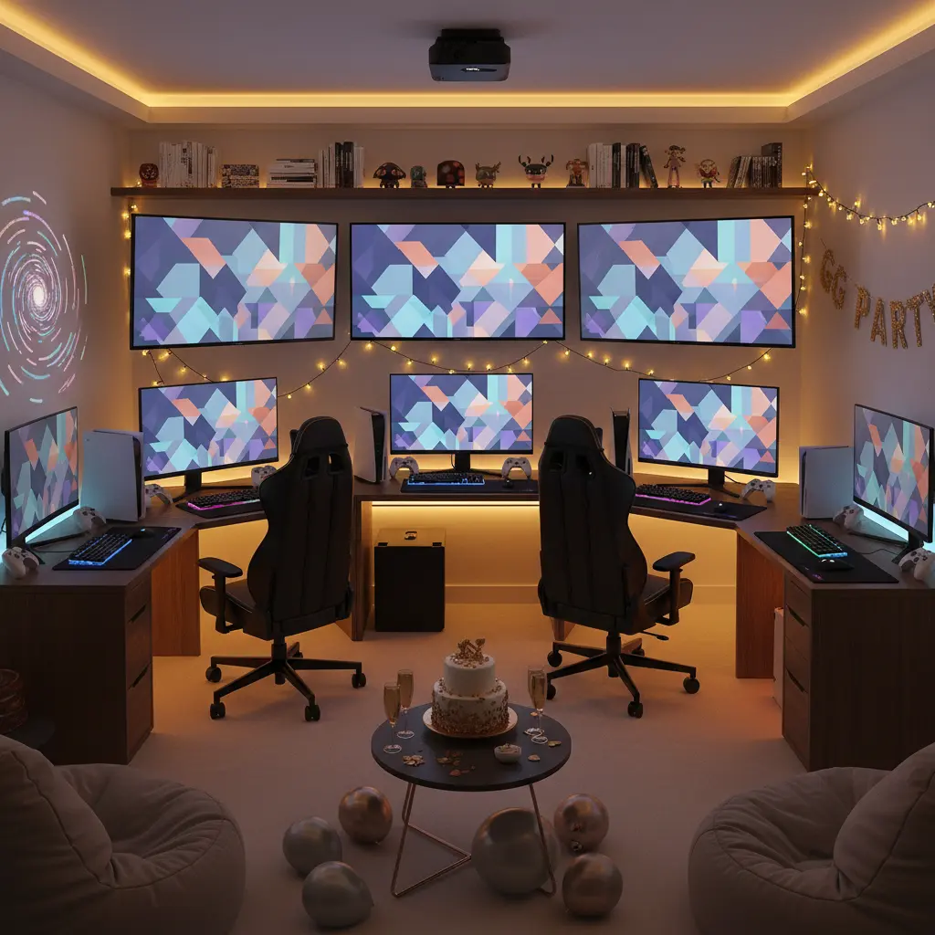 Private gaming room prepared for a celebration