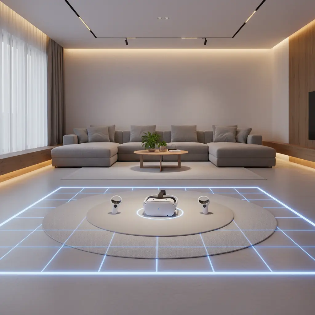 VR headsets and controllers in play zone